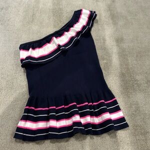 Lilly Pulitzer one-shoulder top medium pink,blue,white